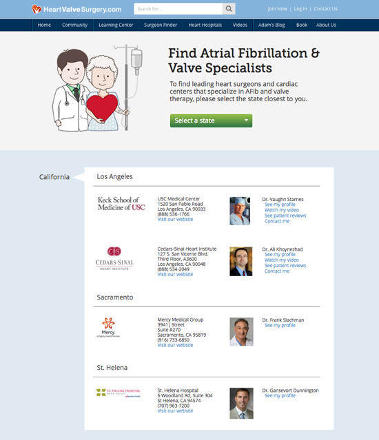 Directory of Atrial Fibrillation &amp; Heart Valve Surgeons