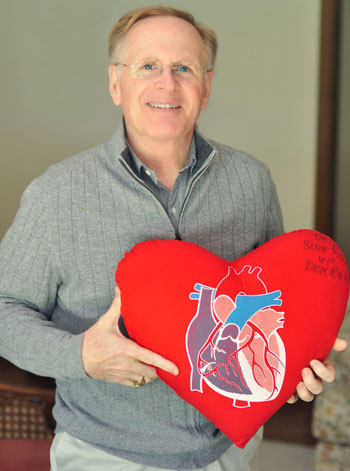 Heart Surgery Patient With Big Red Pillow