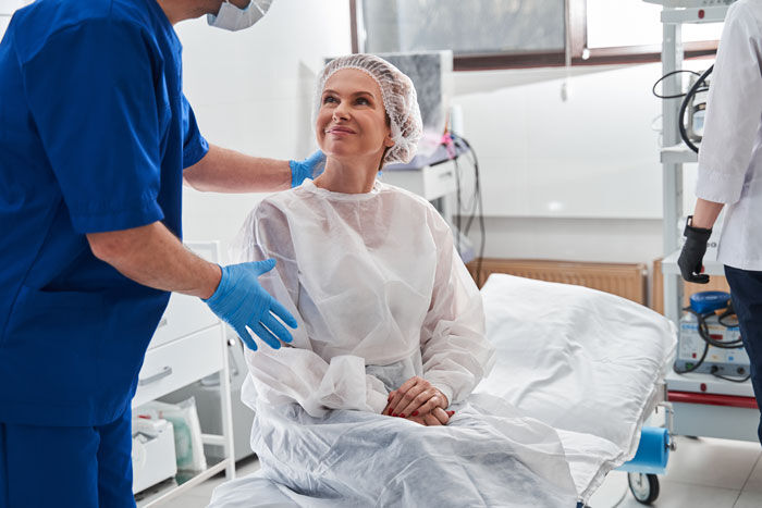 Preparations for open heart surgery - woman patient