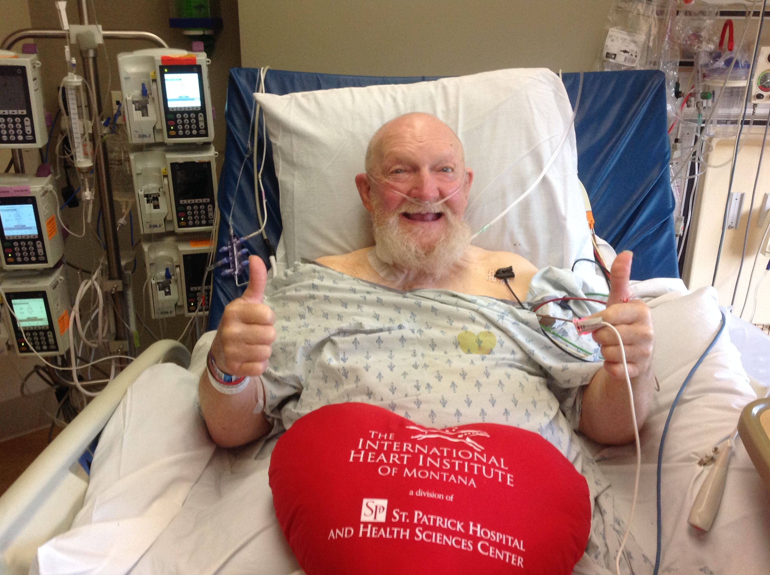 This was day one post op. They were getting ready to boot him out of ICU.
