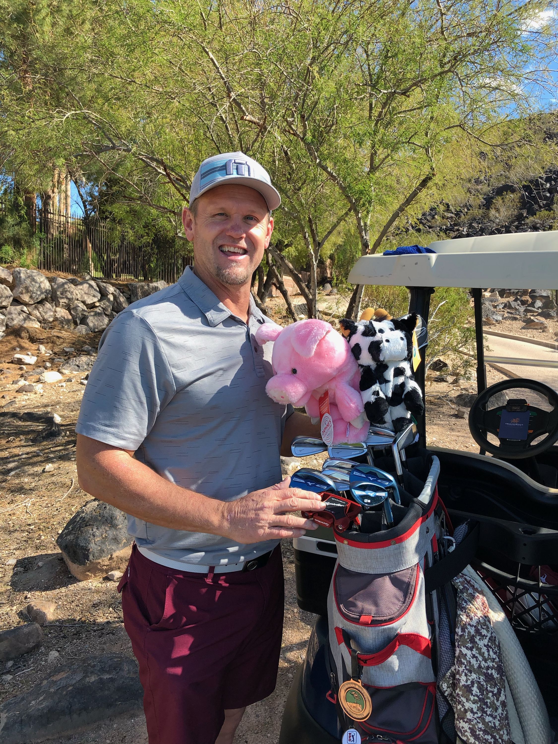 12 weeks and I finally got to go golfing again! It felt good and I am not really even that sore today. Golfed 3 days in a row. My friends got me new club covers for my cow and pig valves:) Life is good.
