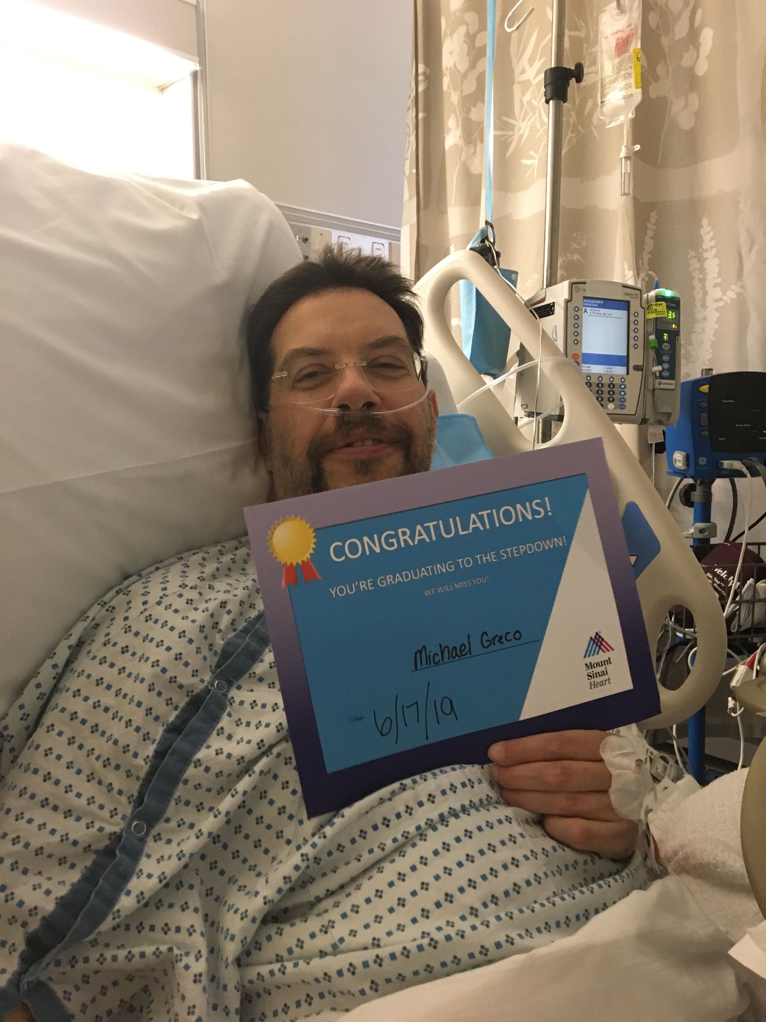 Finally out of ICU! Took a week longer than expected and was a much scarier ride, but we got here eventually. Onwards with recovery, full steam ahead!