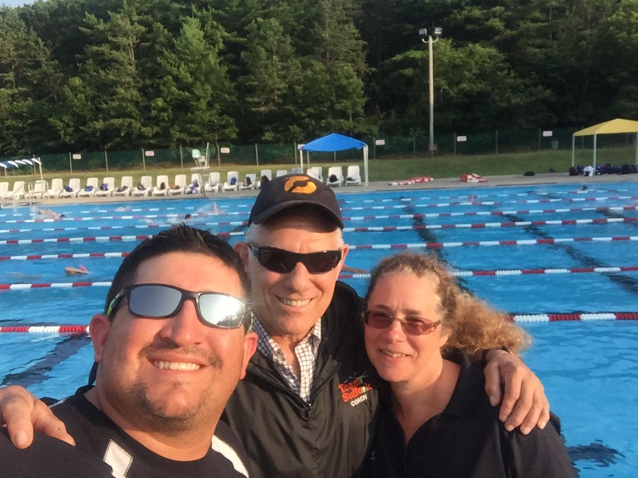 DAY 13
Last night was my first day back on the Pool Deck at Practice . As the commercial says "Priceless". Mugging it up with some of my Coaches. Great night for me . It culminated a day for me that included almost 13,000 steps on my FitBit.