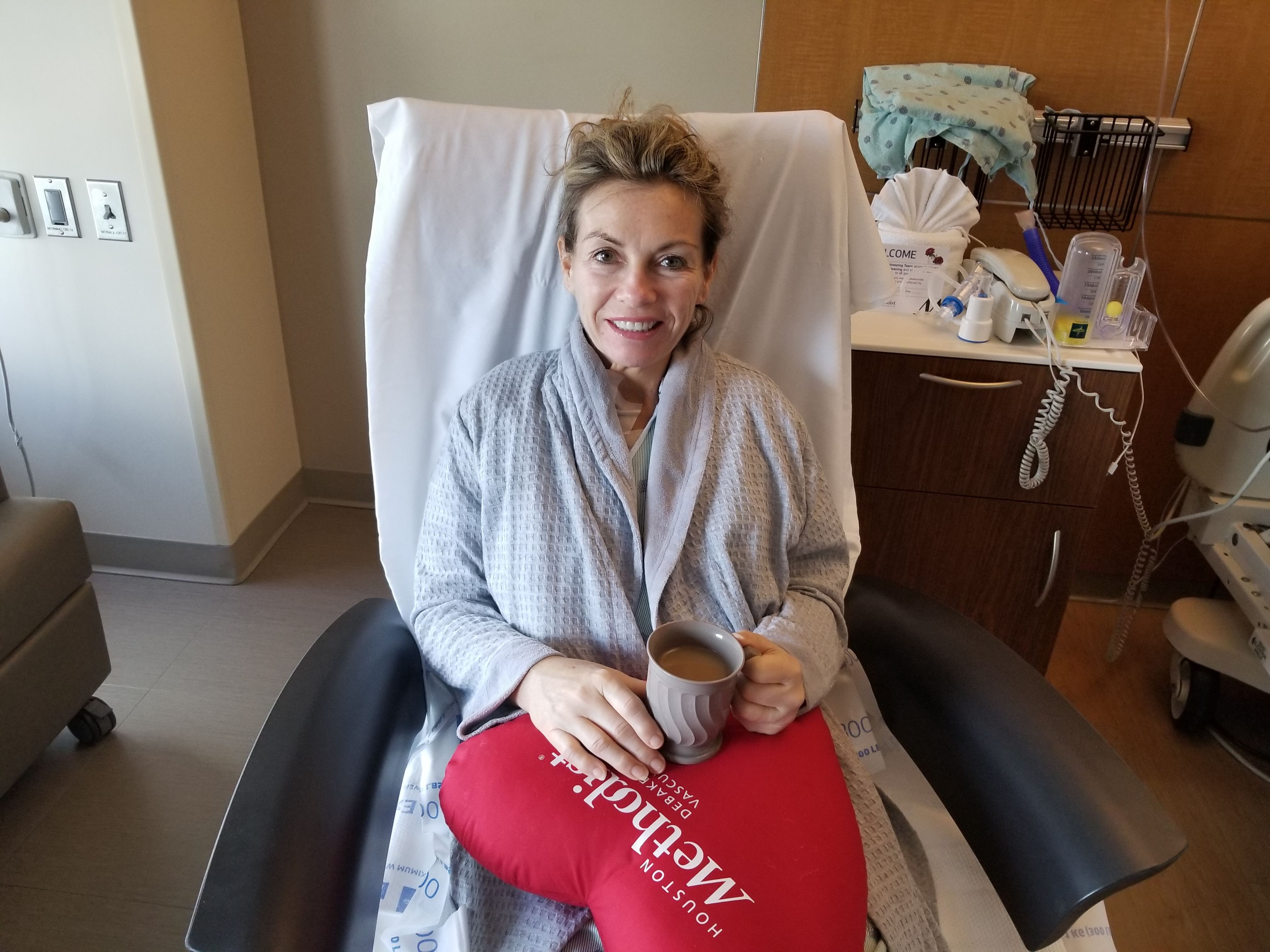 Well folks....heres a pic to go with my post from the other day. This was taken as soon as I got in my regular room. So far recovering hasn't been too bad. Dont get me wrong....I've had moments of crying on my husband's shoulder mostly because I was get