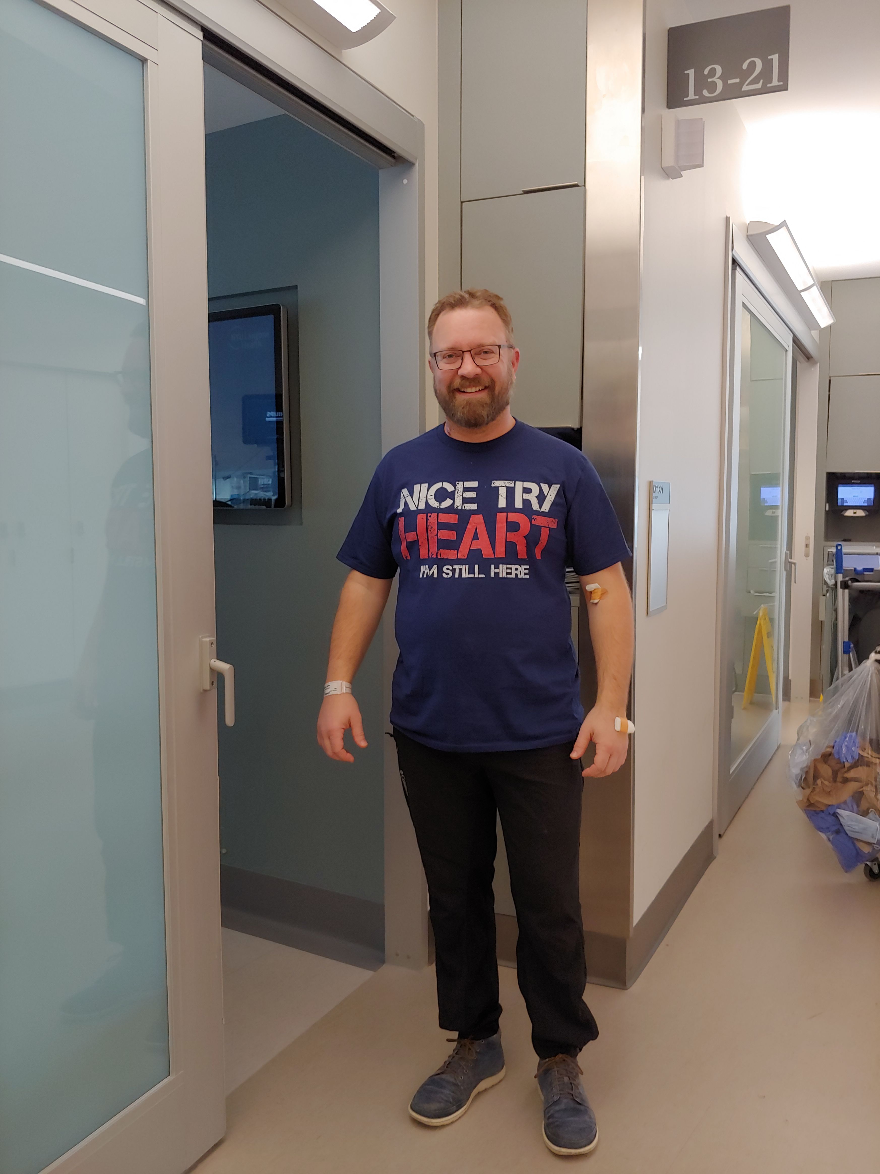 Headed home; Lord willing to a full recovery. We got the word back on the valve: no regurgitation! So at least the surgery was a success. I'm on a lot more meds than I would have liked, but such is surgery. I'll write up impressions later. For now, I thin