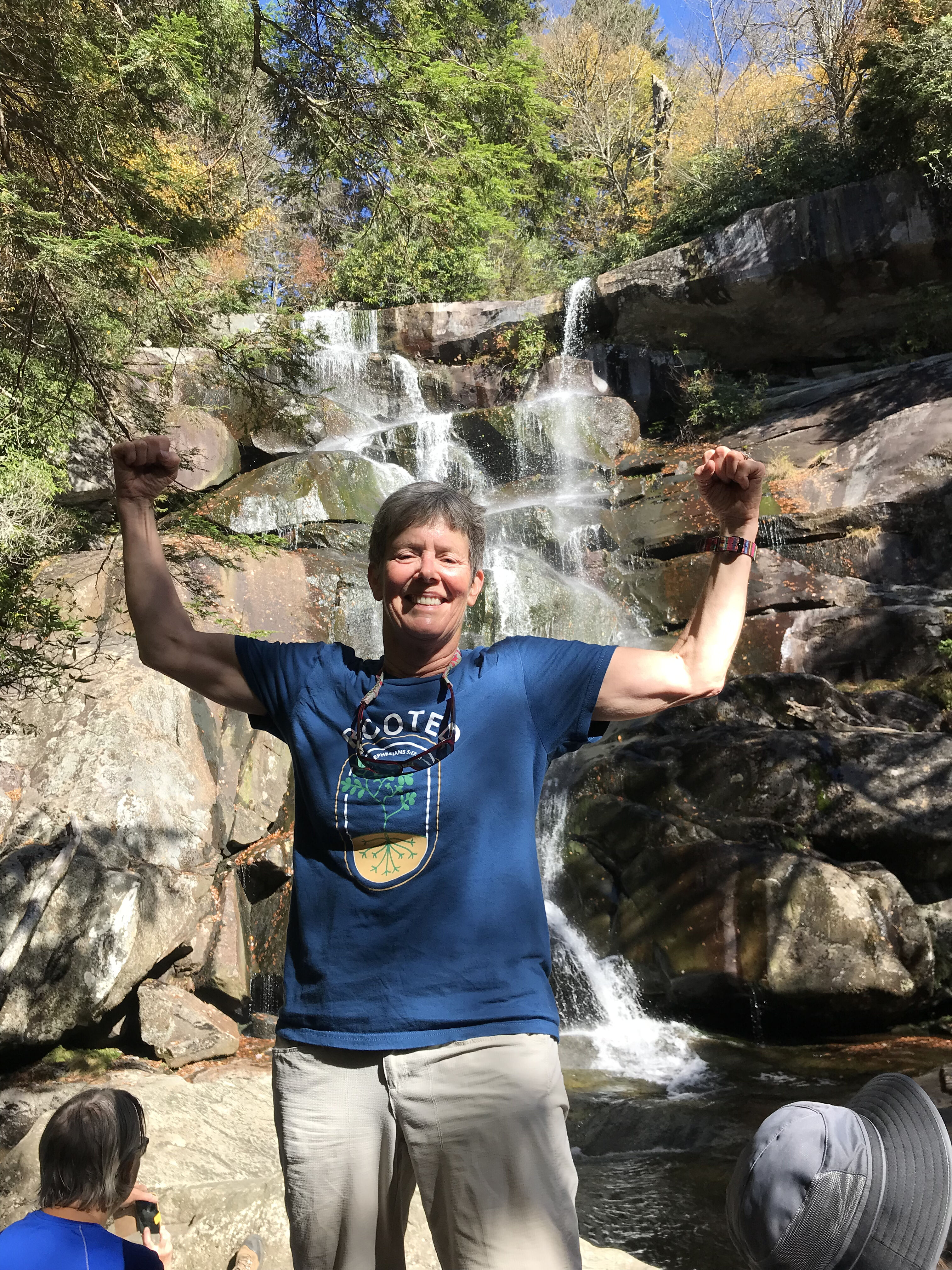 I year out and enjoying life! Hiked 4 miles uphill to see this waterfall in the Smoky Mts. Then 4 miles downhill! 7 hour day of beautiful sights and a workout! Life is good. So thankful!