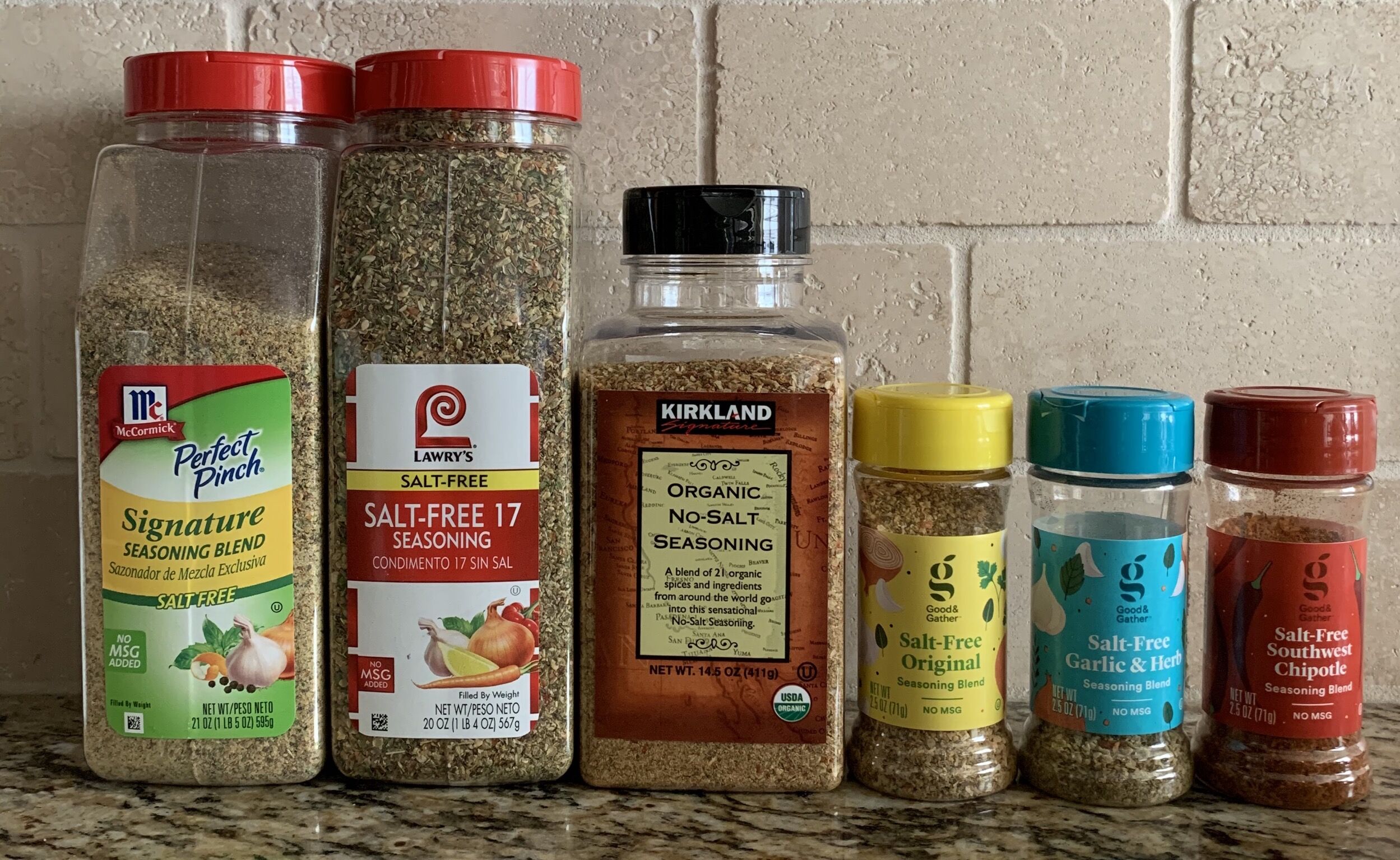 The great Salt-Free Seasoning Showdown. Lots of salt-free options out there for low sodium diets. Have you tried any of these or other brands? Which ones are your favorites?