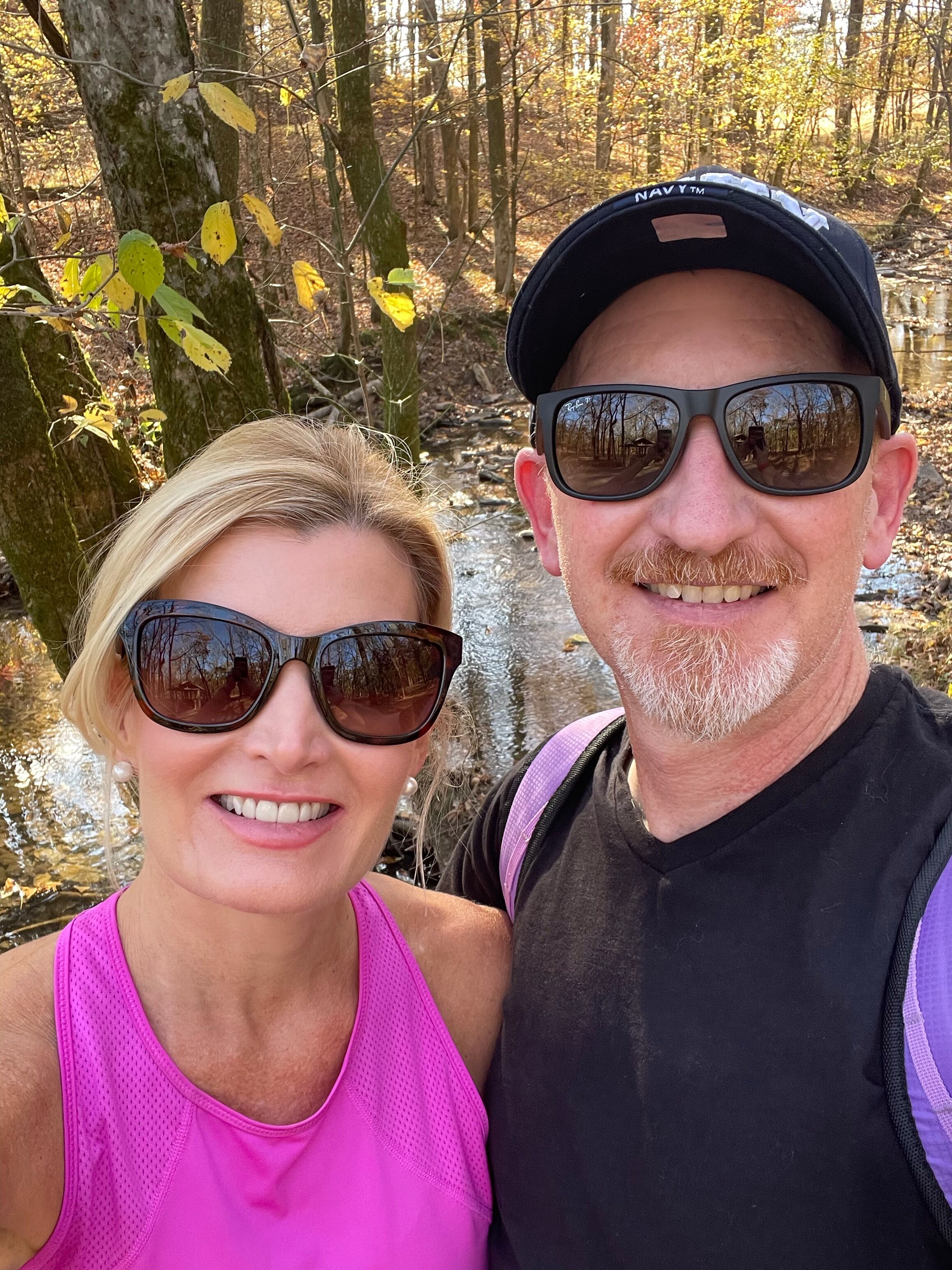 Enjoying a leisurely hike on a beautiful Fall afternoon. Three weeks pre-surgery.