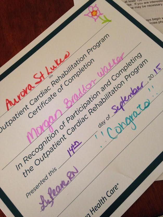 Cardiac Rehab is done! 12 weeks-36 Sessions completed!