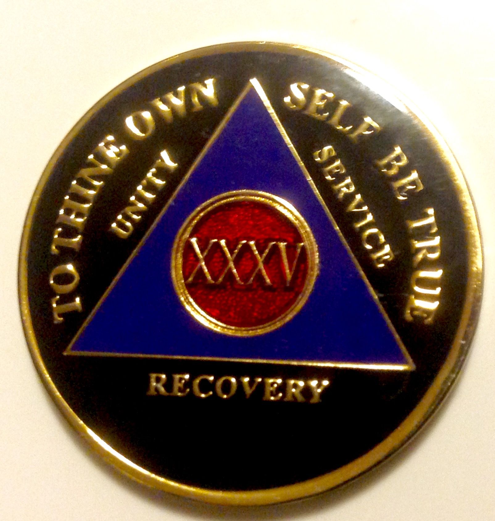 September 9th I celebrated my 35th year of sobriety. A very good friend of mine honored me with this token of remembrance! In a week (10/14) I see my cardiologist to go over my first Echocardiogram since my AVR! I will post the results when I get them.