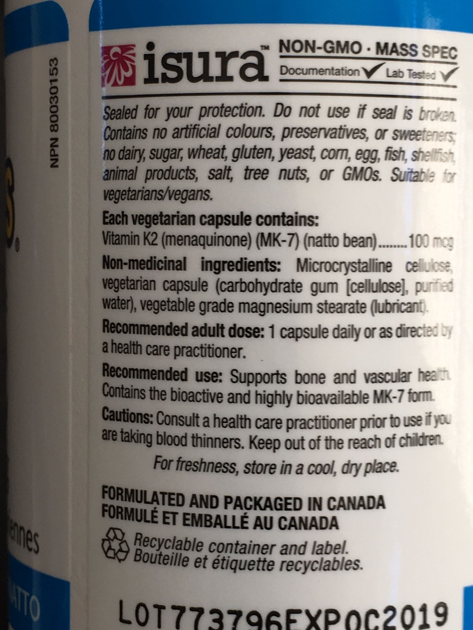 K2 Pill ingredients