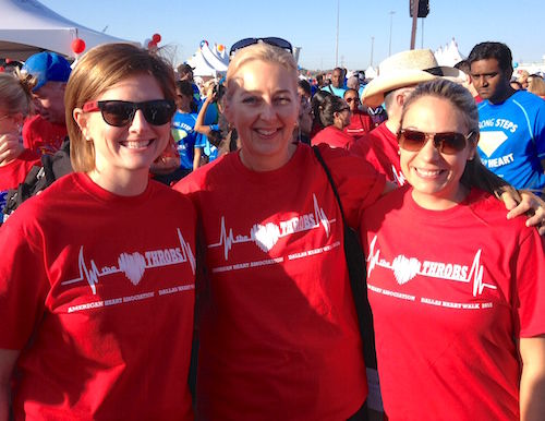 What a great time at the Dallas American Heart Association Walk this morning with my heart sisters Emily & Kimberly! We missed you Nancy D & Kristen P. Next time! Didn't Emily do a great job designing the shirt?
