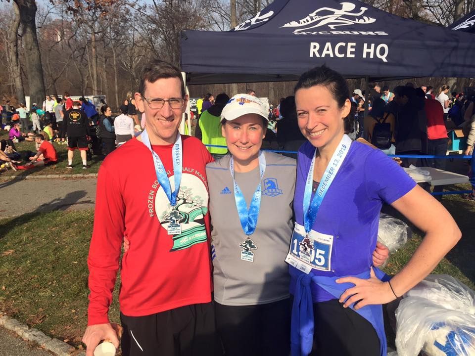 I'm in the middle, with my hard-earned half marathon medal - my third this fall, almost a year since my Ross Procedure. Happy to be back!