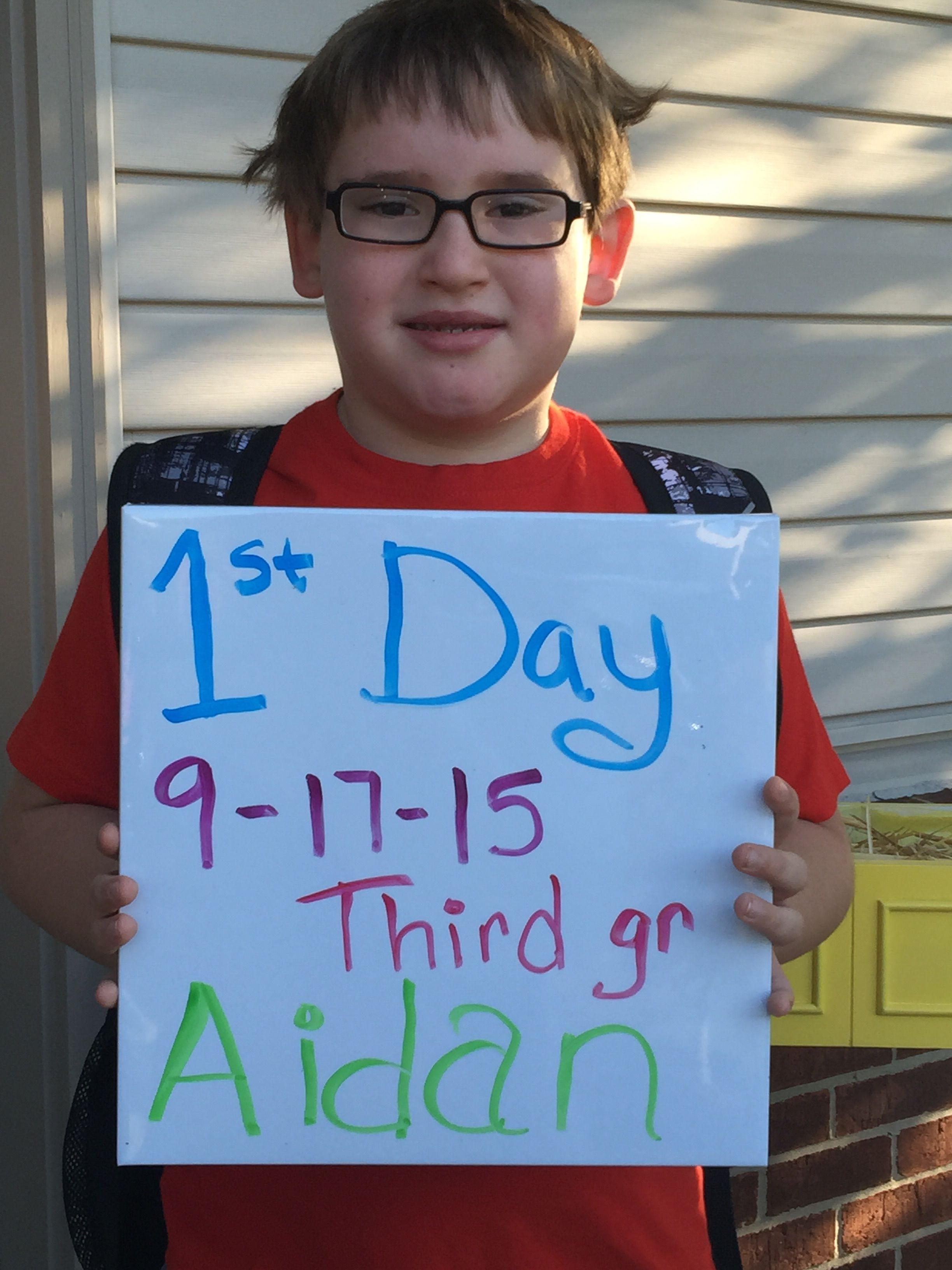 Aidan's first day of third grade. A little late is better than never!