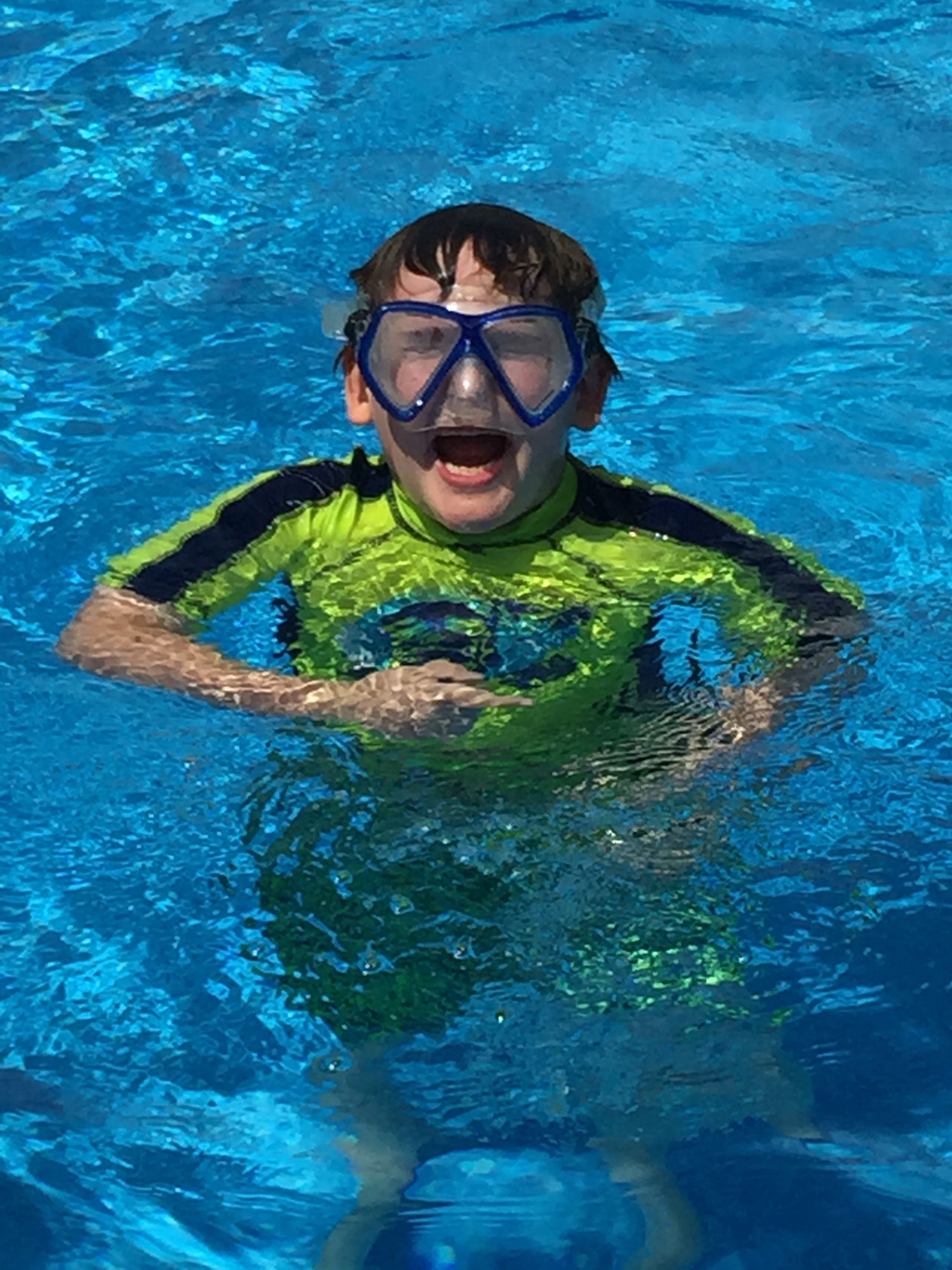 Aidan's favorite activity: swimming! Now he'll be able to hold his breath longer under water.