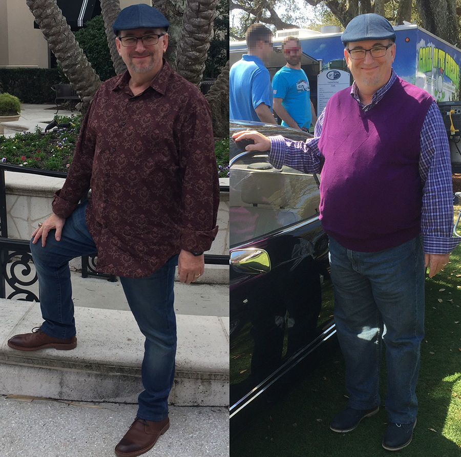 Before my weight loss (right) and now (early 2018). Feeling SO much better!