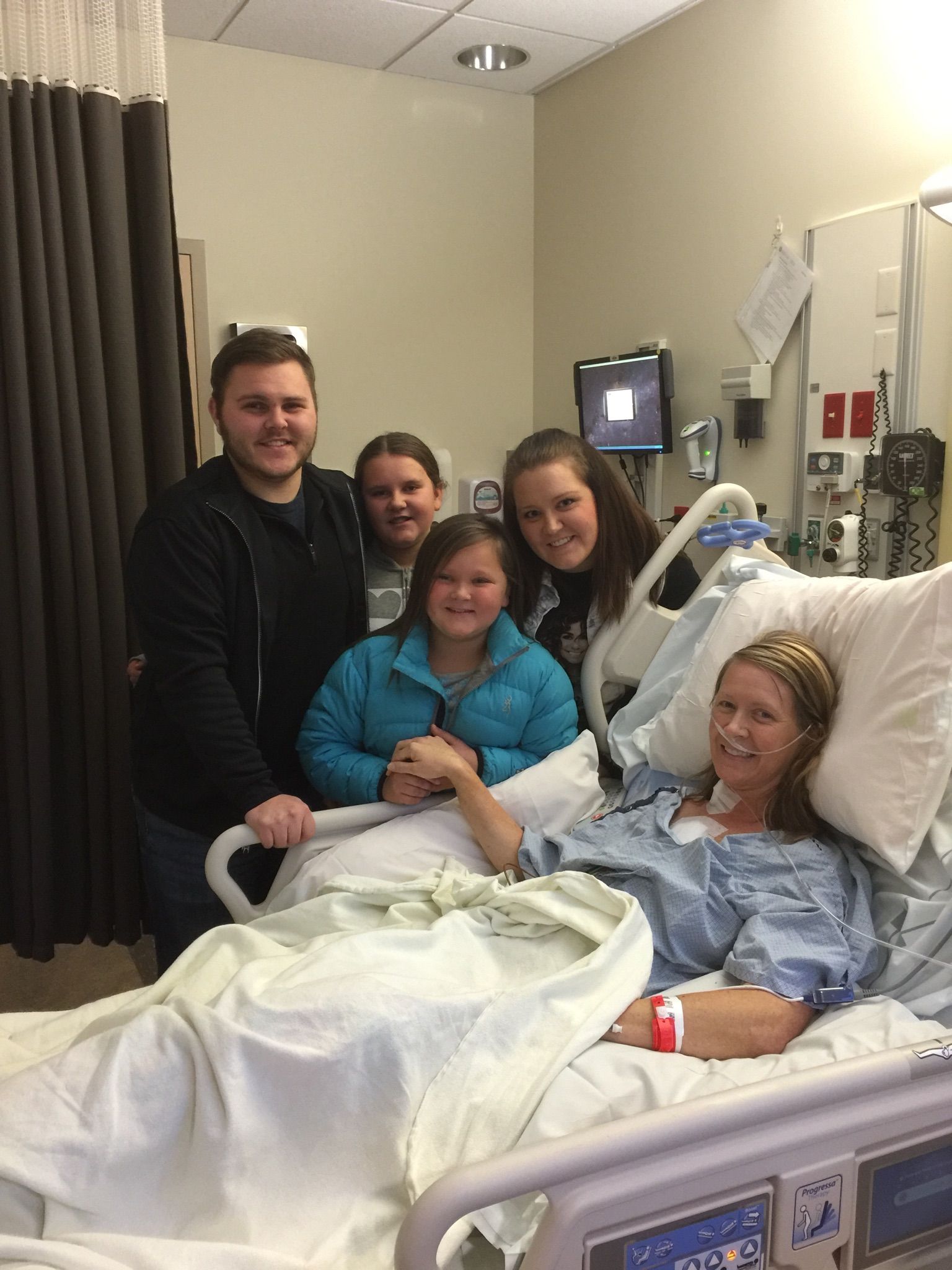 Look who came to see me today! Four days post op. Im so excited to be out of ICU and to get to see my kiddos!