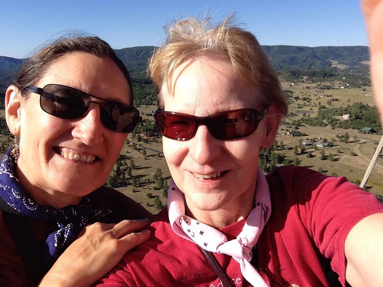 Here I am with my best friend of 40+ years, Deborah, riding a hot air balloon over Pagosa Springs, CO, taken last August