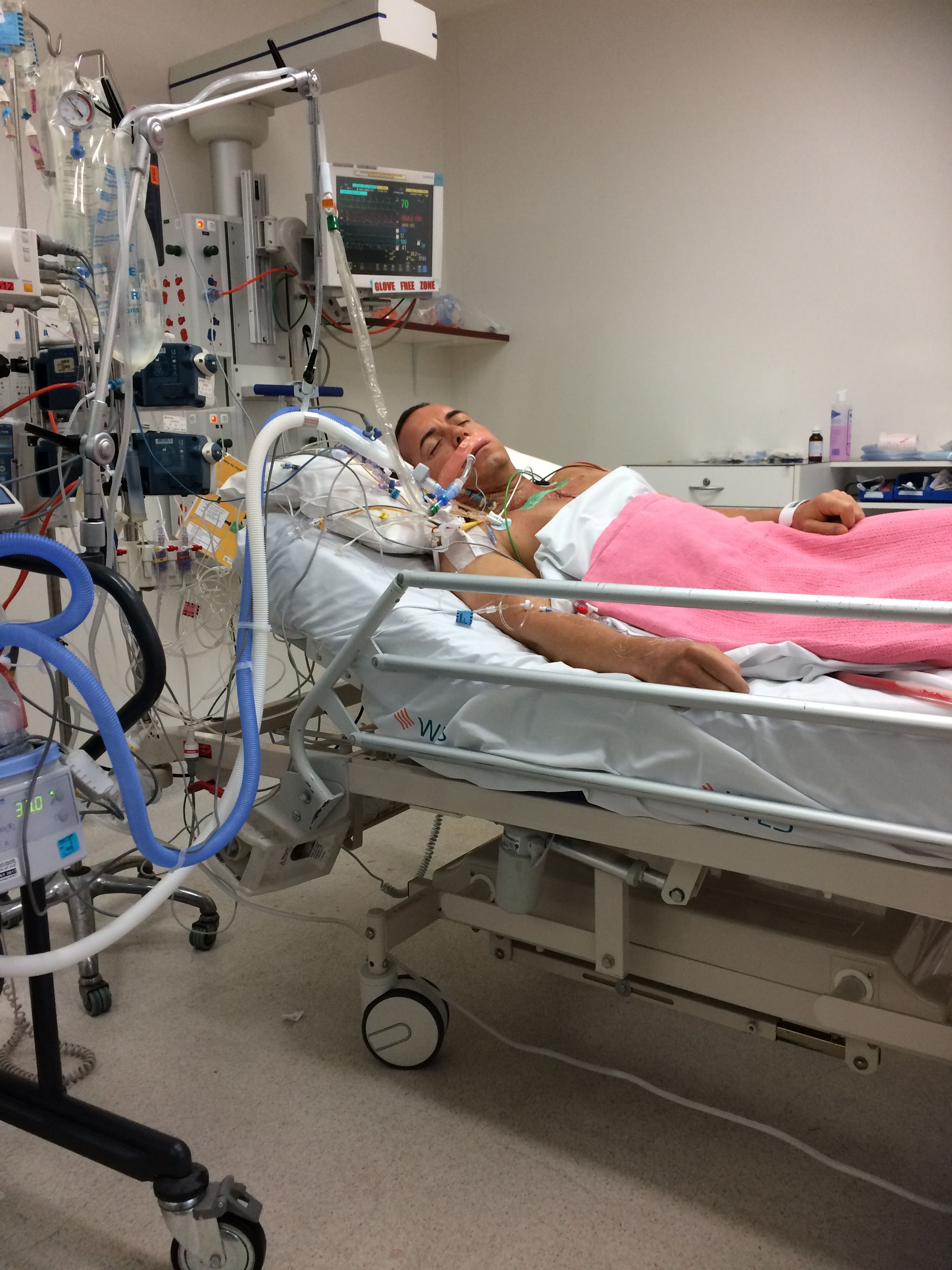In recovery, surrounded by family