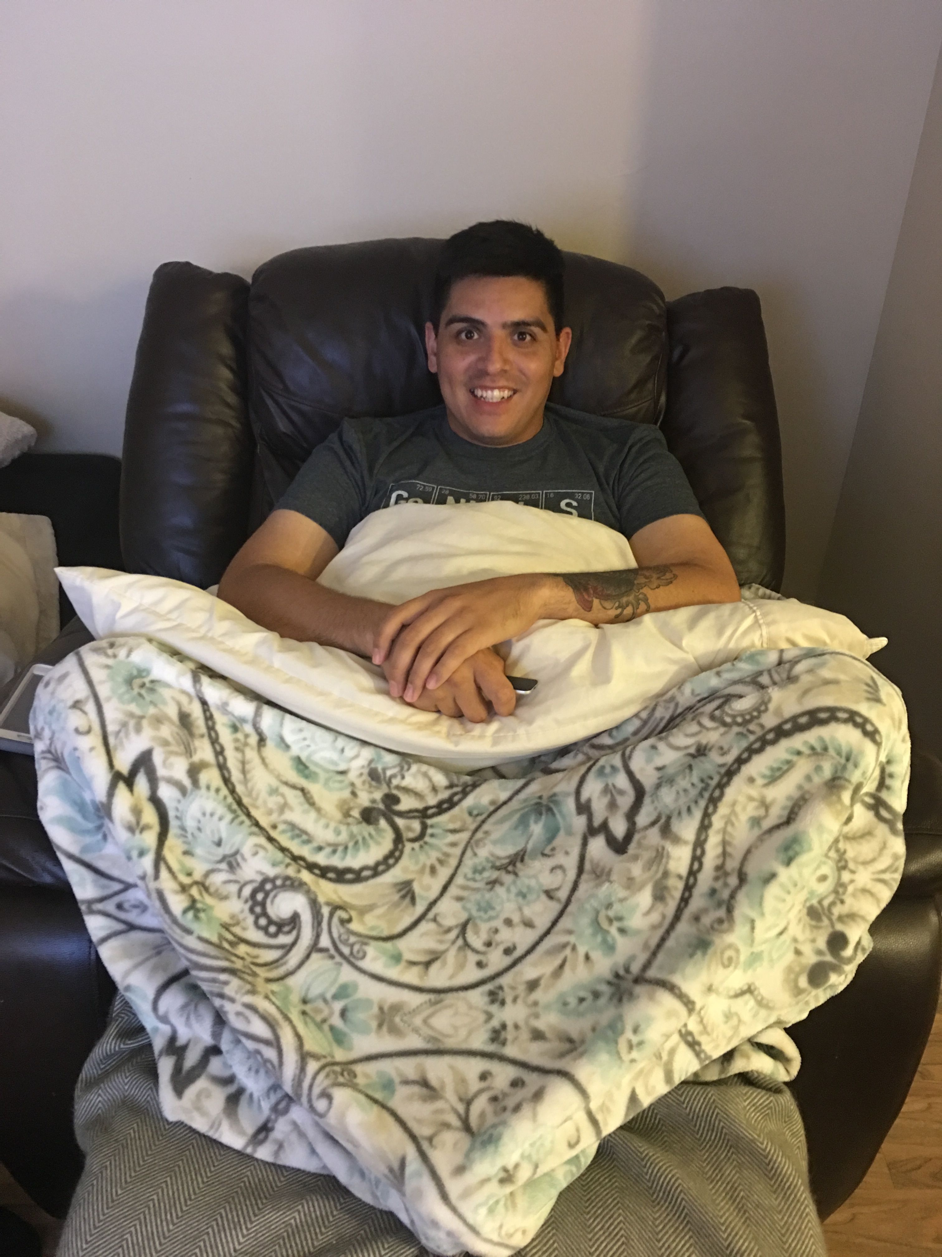 The hubby came home yesterday! Only 4 days after his heart surgery. My parents gifted him a recliner ðŸ˜ It's really helping him with the recovery so far.