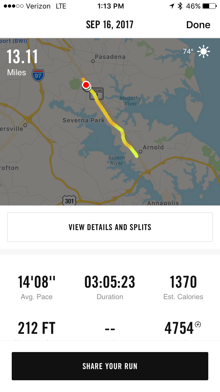 Four and a half weeks from being released from the hospital for mitral valve repair and today I did a fast walk for a half marathon distance on the B&A Trail. I am not supposed to run yet but my surgeon said walk as much as I can - so I will!
