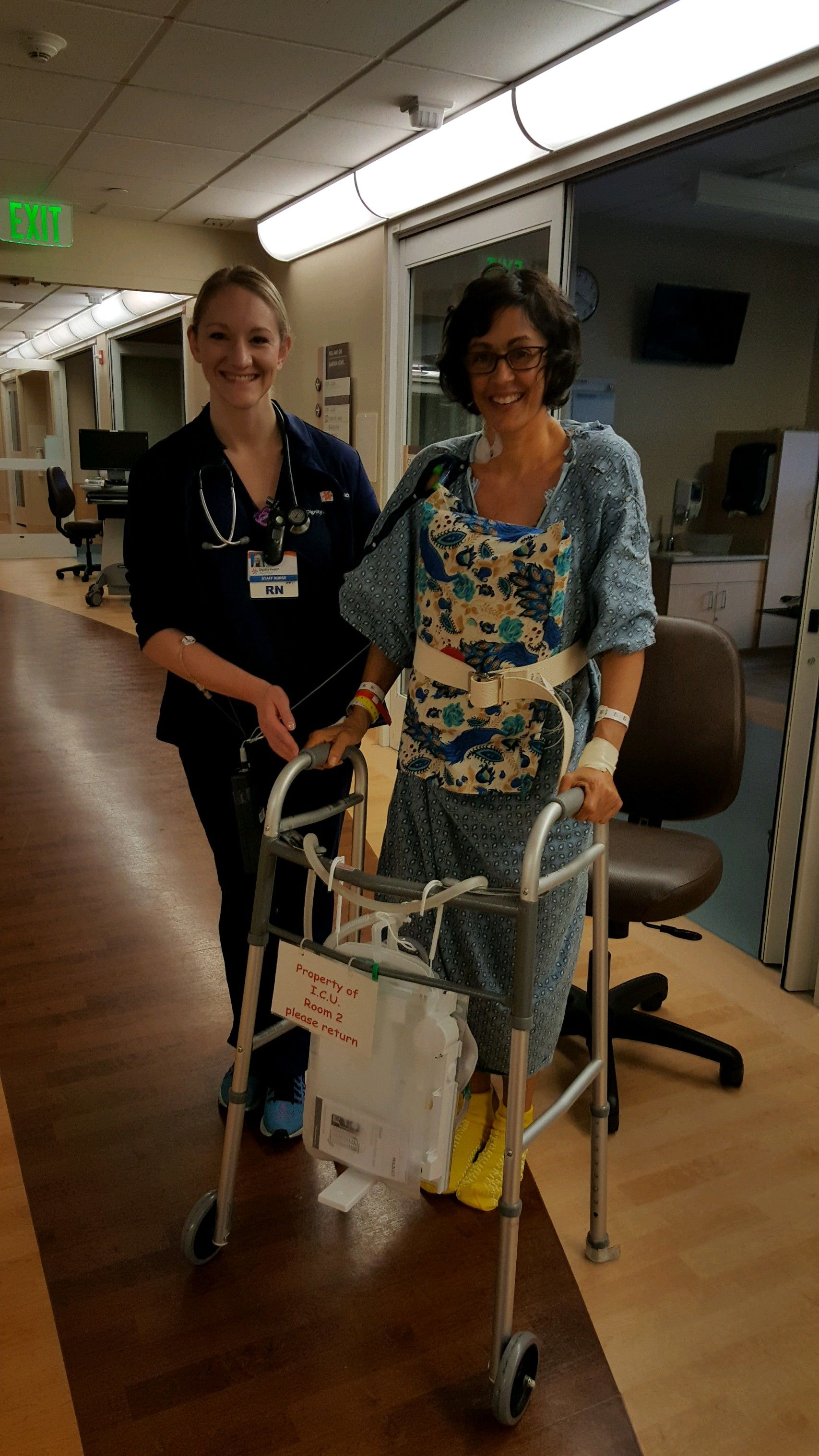 Seven weeks ago today, I was taking my first assisted walk with nurse Shannon at Sequoia Hospital. I'm happy to report I'm feeling very well these days, and have graduated to taking long, daily walks through the hills of SF. Sending prayers and well wishe